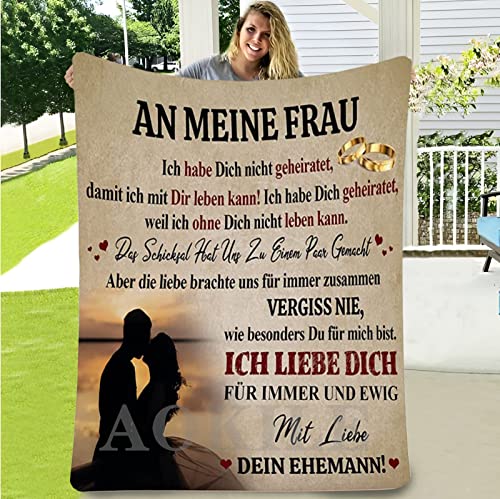 AOKILE Kuscheldecke Personalisierte Flanell Decke An Meine Frau,Positiv Ermutigen Nachricht Brief Decke für Tagesdecke Wohnzimmerdecke Tv-Decken Geschenk Valentinstag (An Meine Frau -L) von AOKILE