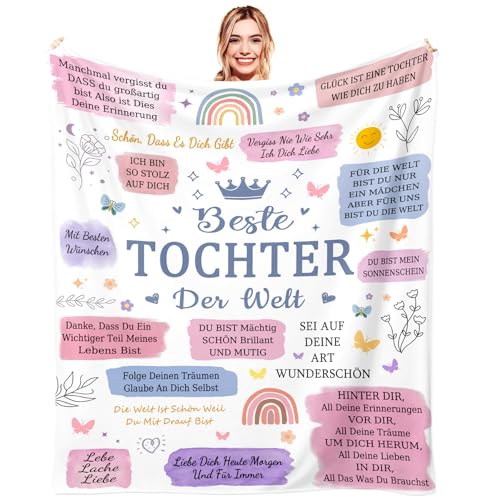 Kuscheldecke Personalisierte Geschenke an Meine Tochter, Geburtstags Weihnachtengeschenk Geschenk für Tochter, Extra Weich und Warm Flanell Briefdecke Kuscheldecke Personalisierte Geschenke an Meine Tochter, Geburtstags Weihnachtengeschenk Geschenk für Tochter, Extra Weich und Warm Flanell Briefdecke von AOKILE