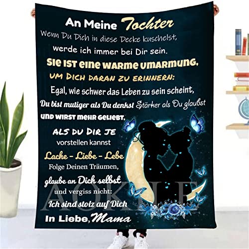 Personalisierte Flanell Kuscheldecke,An Meine Tochter Decke Von Mama,Deutsche Mama für Tochter Briefdecke Positiv Ermutigen Flauschige Wohndecke für Couch Bett (Mutter An Meine Tochter C,150×200cm) von AOKILE