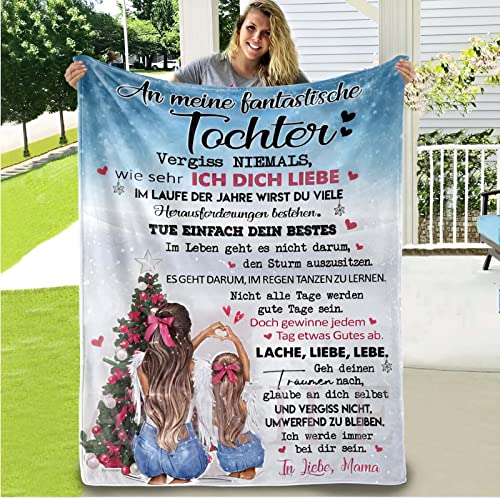 Personalisierte Flanell Kuscheldecke,An Meine Tochter Decke Von Mama,Deutsche Mama für Tochter Briefdecke Positiv Ermutigen Flauschige Wohndecke für Couch Bett (Mutter An Meine Tochter C,150×200cm) von AOKILE