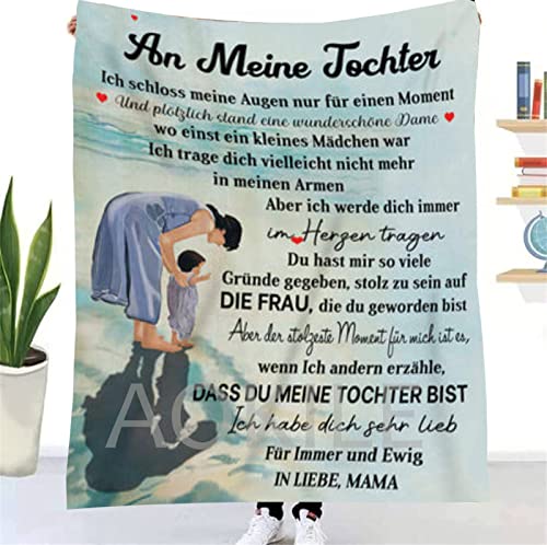 Personalisierte Flanell Kuscheldecke,An Meine Tochter Decke Von Mama,Deutsche Mama für Tochter Briefdecke Positiv Ermutigen Flauschige Wohndecke für Couch Bett (Mutter An Meine Tochter C,150×220cm) von AOKILE