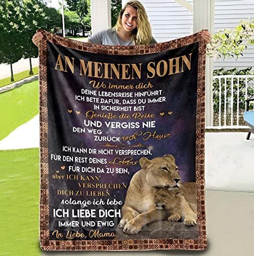 AOKILE Personalisierte Kuscheldecke An Meinen Sohn von Mama,Deutsche Briefdecke Nachricht Luftpost Wohndecke Couch Bett Tv-Decken Geburtstagsgeschenk (Mama zu Sohn B,150×200cm von AOKILE