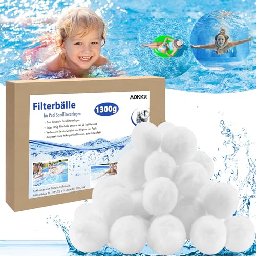 AOKKR Filterballs 1300g Pool, Filterbälle für sandfilteranlagen Schwimmbad Filterpumpe Aquarium Sandfilter, Pool Zubehör von AOKKR