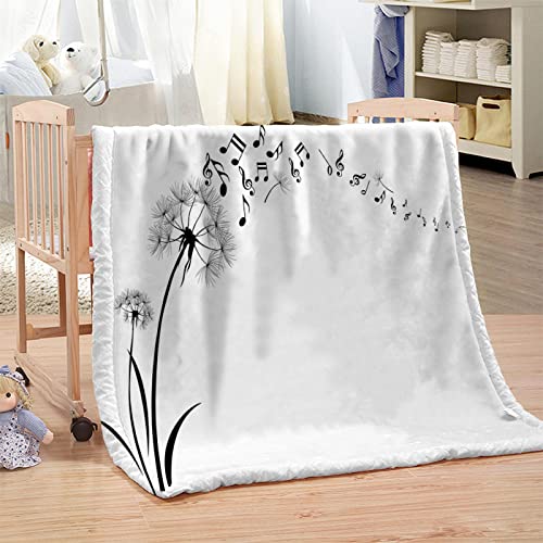 AOKLEY Flanelldecke Kuscheldecke Pusteblumen & Musik 3D Drucken Super Soft Weiche Wohndecke Warm Flauschige Decke TV-Decke Mikrofaserdecke Sofadecke oder Bettüberwurf Tagesdecke 150x200cm von AOKLEY