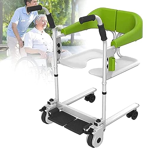 AOKLEY Patientenlift-Rollstuhl für zu Hause,Transfer-Pflegerollstuhl-Patienten-Hebehilfe,mit um 180° geteiltem Sitz,Multifunktions-Patientenlifter RollstüHle,Badestuhl,Green von AOKLEY