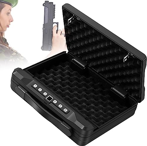 AOKLEY Portable Safe Gun Box, fingerabdruck-pistolentresore, sicherheitssafe aus Stahl mit 2 ersatzschlüsseln, 4 Öffnungsmöglichkeiten, für schmuck, Bargeld, dokumente, andere wertsachen von AOKLEY