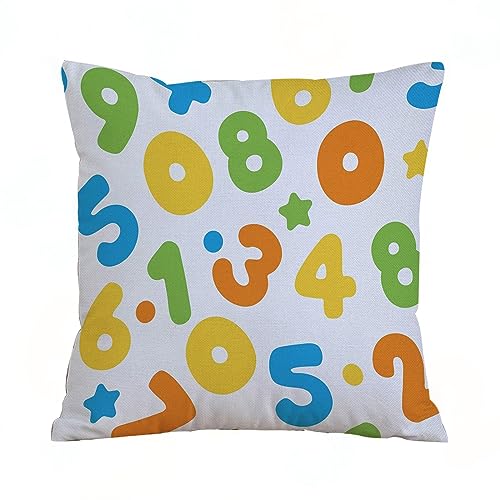 Kissenbezügen 40x 40 cm Bunte Zahlen Math Theme Design Illustration Teer und Punkte Dekorationskissenbezüge quadratisch weich Bauernhaus Kissenbezüge für Couch Sofa Bett Auto. von AOKLEY