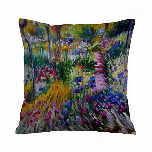 Kissenbezügen 40x 40 cm Monet-Malerei Dekorationskissenbezüge quadratisch weich Bauernhaus Kissenbezüge für Couch Sofa Bett Auto. von AOKLEY