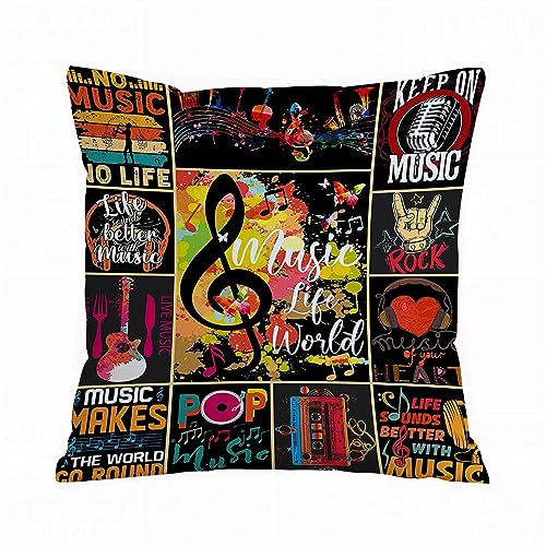 Kissenbezügen 40x 40 cmMusic Note Music Geschenke für Musikliebhaber Musik bequem für Stuhl Bett Büro Dekorationskissenbezüge quadratisch weich Bauernhaus Kissenbezüge für Couch Sofa Bett Auto. von AOKLEY