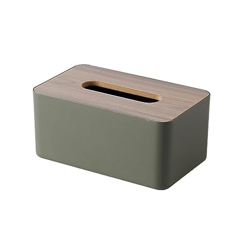 Kosmetiktuchbox Holz Tissue Halter Haushalts Papier Handtuch Lagerung Box Abnehmbare Tissue Boxen for Home Office Papiertaschentuchbox (Color : Green) von AOKLEY