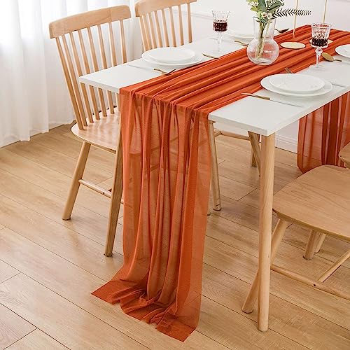 AOKSUNOVA Chiffon Tischläufer Hochzeit Terracotta Table Runner Outdoor Tischdekoration von AOKSUNOVA