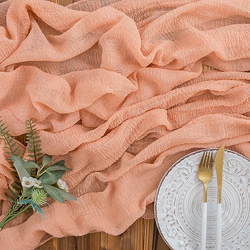 AOKSUNOVA Musselin Tischläufer Apricot Hochzeit Tischläufer Käsetuch Dekostoff 80cm x 3m von AOKSUNOVA