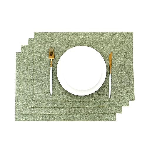 AOKSUNOVA Platzset Grün Tischset Leinen Platzdeckchen Stoff 4er Set 48 x 33 cm Tischunterlage Esstisch von AOKSUNOVA