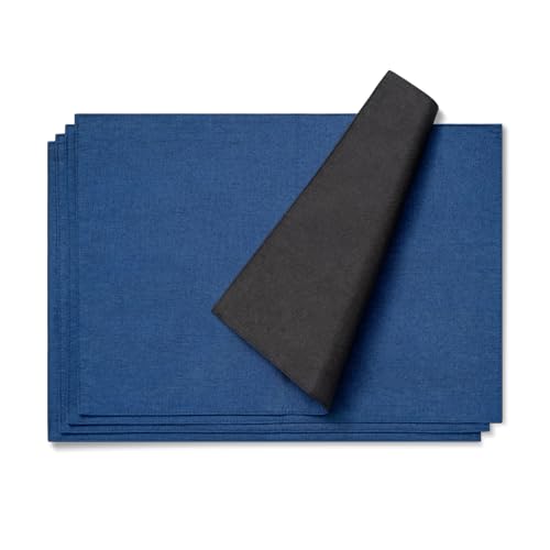 AOKSUNOVA Platzset Stoff 4er Set Tischset Leinen Platzdeckchen Baumwolle 48 x 33 cm Dunkelblau + Schwarz AOKSUNOVA Platzset Stoff 4er Set Tischset Leinen Platzdeckchen Baumwolle 48 x 33 cm Dunkelblau + Schwarz von AOKSUNOVA