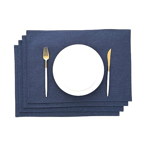 AOKSUNOVA Platzset Stoff Dunkelblau 4er Set Tischset Platzdeckchen 48 x 33 cm Blau von AOKSUNOVA