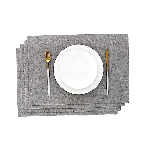 AOKSUNOVA Platzset Stoff Grau 33 x 48 cm Platzset 4er Set platzdeckchen Leinen Abwaschbar 33 x 48 cm von AOKSUNOVA