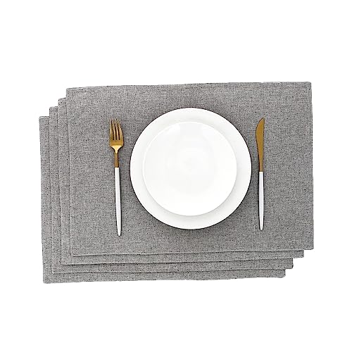 AOKSUNOVA Platzset Stoff Grau 33 x 48 cm Platzset 4er Set platzdeckchen Abwaschbar 33 x 48 cm von AOKSUNOVA