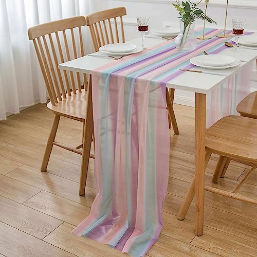 AOKSUNOVA Tischläufer Chiffon Tischläufer Bunt Regenbogen Tüll Table Runner Abwaschbar AOKSUNOVA Tischläufer Chiffon Tischläufer Bunt Regenbogen Tüll Table Runner Abwaschbar von AOKSUNOVA