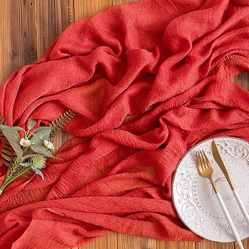 AOKSUNOVA Tischläufer Hochzeit Musselin 80cm x 3m Seihtuch Tischläufer Käsetuch Stoff Rot von AOKSUNOVA