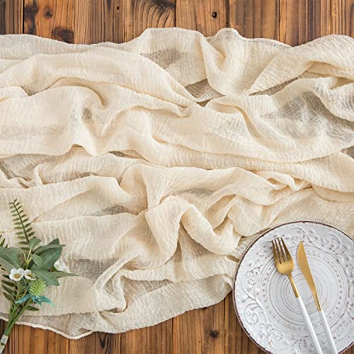 AOKSUNOVA Tischläufer Musselin Beige 4m x 80cm Käsetuch Tischläufer Hochzeit Dekostoff von AOKSUNOVA