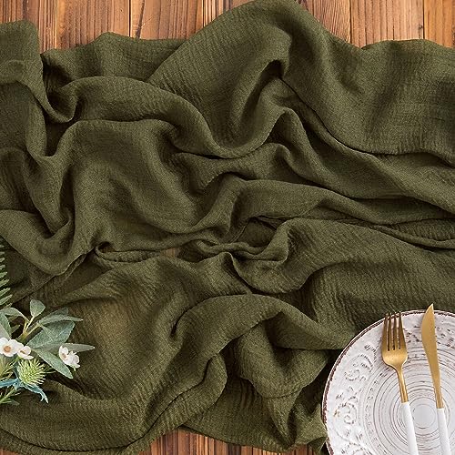 AOKSUNOVA Tischläufer Musselin Olivgrün 4m Seihtuch Tischläufer Käsetuch Stoff Hochzeit 80cm von AOKSUNOVA