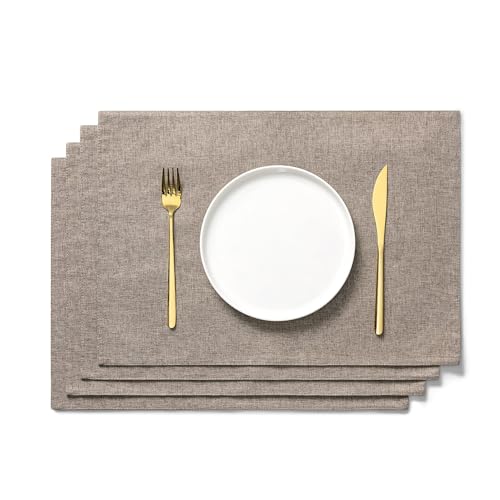 AOKSUNOVA Tischset Braun 4er Set Platzset Platzdeckchen Baumwolle Stoff 33 x 48 cm von AOKSUNOVA