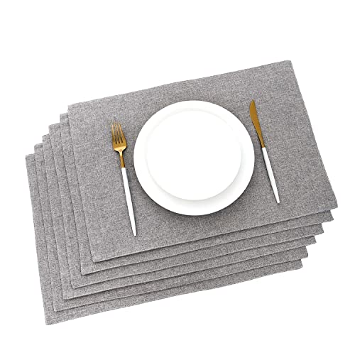 AOKSUNOVA Tischsets Abwaschbar 6er Set Hellgrau Stoff Platzset Platzdeckchen Grau Tisch Untersetzer-Set von AOKSUNOVA