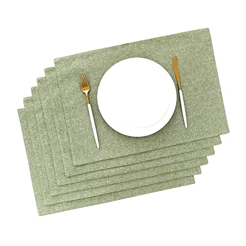 AOKSUNOVA Tischsets Stoff Abwaschbar 6er Set Platzset Grün Platzdeckchen Tischunterlage Esstisch von AOKSUNOVA