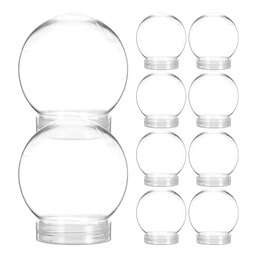 AOKWAWALIY 10 Stück Schneekugel Zum Selbermachen Kunststoff-Schneekugel-Set Klare Klares Befüllbares Glas Mit Abschraubbarem Deckel DIY-Basteln Landschaftskugel von AOKWAWALIY