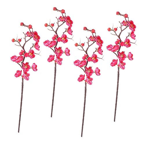 AOKWAWALIY 4 Stück Simulation Pflaumenblüte Blumenzweige falsche Pflaume Wohnkultur künstliche Blumen Szene-Layout-Requisite Haushalt Requisiten Blumenarrangement schmücken Seidenblume von AOKWAWALIY