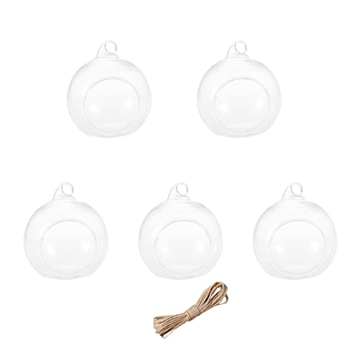AOKWAWALIY 5st Klare Weihnachtskugeln Hängende Teelichtkugel Pflanzen Pflanzkugeln Luftpflanze Klarer Ball Mit Öffnung Hängevase Pflanzer Hängende Dekorationen Für Saftige Kugeln Glas Anlage von AOKWAWALIY
