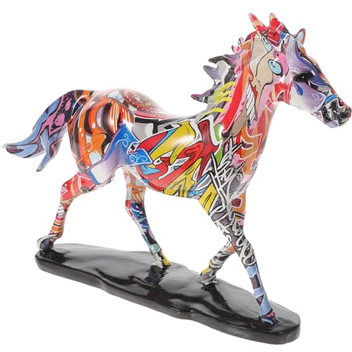 AOKWAWALIY Auto- Eulenverzierung -Statue Pferdefigur Weinschrank-skulptur Reichtum Figur Stehende Pferdeskulptur Bücherregal-Statue Pferdestatue Tischdecke Harz Bunt Büro Ornamente von AOKWAWALIY