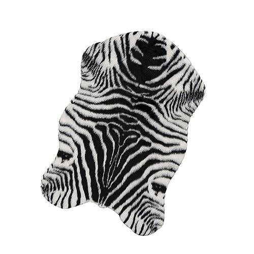 AOKWAWALIY Zebra-Teppich Plüsch-Badematte dekorative Außendekoration Kuhfell Teppiche für Kinder Dekoration Teppich mit Animal-Print Multifunktion Türmatte Tier schmücken von AOKWAWALIY