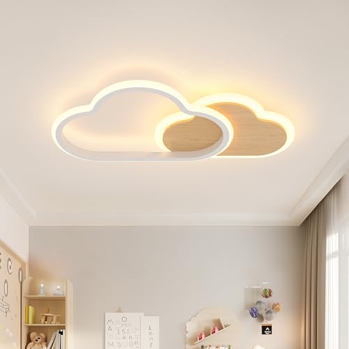 AOLED LED Deckenleuchte Kinderzimmer Deckenlampe wolken Bambus Deckenbeleuchtung 24W Dimmbar mit Fernbedienung Deckenleuchten für Kinder Schlafzimmerlampe Babyzimmer Mit Nachtlichtfunktion 40cm von AOLED