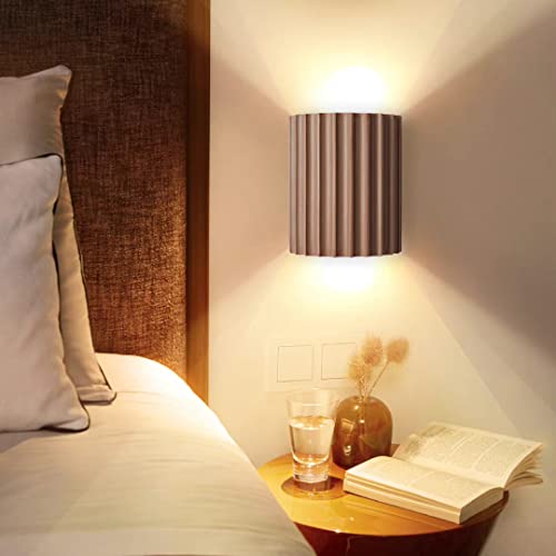 AOLED LED Wandleuchte Innen Wandlampe Modern Up Down Indoor Wandleuchte Wohnzimmer Flur Wandbeleuchtung Harz Wandlampen Für Schlafzimmer Eingang Treppenhaus Wandleuchte,Warmes Licht,Dark Brown von AOLED