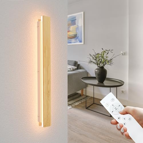 AOLED LED Wandleuchte Innen lange Bambus Wandlampe Dimmbar mit Fernbedienung 21W Wohnzimmerlampe Schlafzimmerlampe Flurlampe 60CM Wandbeleuchtung für Treppenhaus Balkon Kinderzimmer Schlafzimmer von AOLED