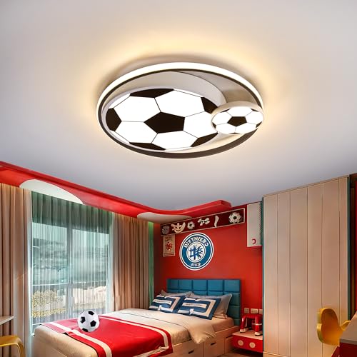 LED Deckenleuchten für Kinder Fußball Deckenlampe Schlafzimmerlampe 3000-6000K Dimmbar Mit Fernbedienung, Nachtlichtfunktion 47W für Kinderzimmerlampe Jugendzimmer Jungen- und Mädchenzimmer 40.5cm von AOLED