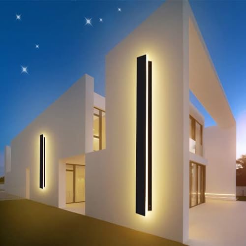 LED Wandleuchte Aussen/Innen Lang Wandlampe Anthrazit, Ip67 Wasserdicht Außenwandleuchten Aluminiumlegierung Schwarz Außenleuchte Terrasse Wandleuchte Für Gärten, Villa , Warmes Licht,100*5cm,24w von AOLED