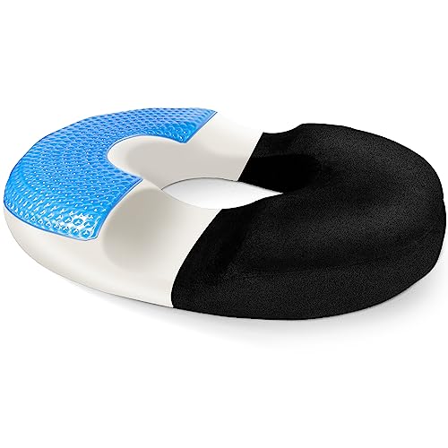 Sitzkissen mit Gel Buerostuhl: Memory Foam Stuhlkissen Sitzkissen Orthopädisch Ergonomisches Cushion mit Gel-Schicht Stuhlkissen Rückenschmerzen reduzieren für Bürostuhl Auto Rollstuhl Sitzring von AOLESTAR