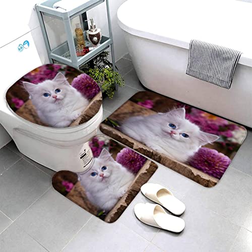 AOLIGL Badteppich Weiße Katze Badematten Mikrofaser Luxus Badezimmerteppich Absorbierend Teppiche Set Haustier Tier Badematten Sockelmatte und Toilettenmatte 50 x80 AOLIGL Badteppich Weiße Katze Badematten Mikrofaser Luxus Badezimmerteppich Absorbierend Teppiche Set Haustier Tier Badematten Sockelmatte und Toilettenmatte 50 x80 von AOLIGL