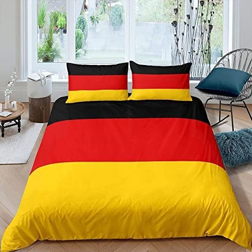 AOLIGL Bettwäsche 135x200 Deutschland Flagge Bettbezug 135x200 2er Set mit Reißverschluss - Weiche Anti-Allergie Mikrofaser Bettwäsche-Sets mit Bettbezüge und Kissenbezug 80x80cm von AOLIGL