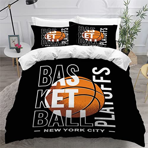 AOLIGL Bettwäsche Set 135x200 cm Basketball Playoffs Basketball Bettwäsche Kinder Mädchen Teens 3 Stück Hypoallergen 100% Mikrofaser Bettbezug mit Reißverschluss Schlafkomfort Bettwäsche von AOLIGL