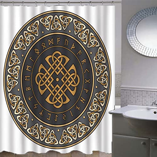 AOLIGL Duschvorhang 120x180 cm Keltischer Schild Wikinger Duschvorhang Anti-schimmel Wasserdicht Badvorhang mit 12 Duschvorhängeringen Persönlichkeit Duschvorhang mit Gewicht Magnet Kinder von AOLIGL