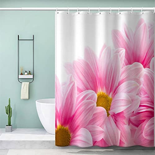 AOLIGL Duschvorhang 180x200 cm Schöne Blühende Blumen Duschvorhang with 12 Hooks Duschvorhang Textil Weiß Rosa Badezimmer Vorhänge Hohe Qualität von AOLIGL