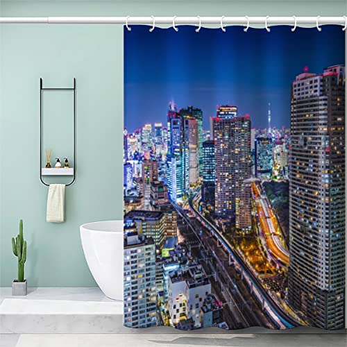 AOLIGL Duschvorhang 200x200 cm Moderne Mode Duschvorhänge Moderne Ästhetik, Urbane Landschaft Bad Vorhäng Schwer Duschvorhang Badewanne 3D Digitaldruck Polyester Anti Schimmel Waschbar von AOLIGL
