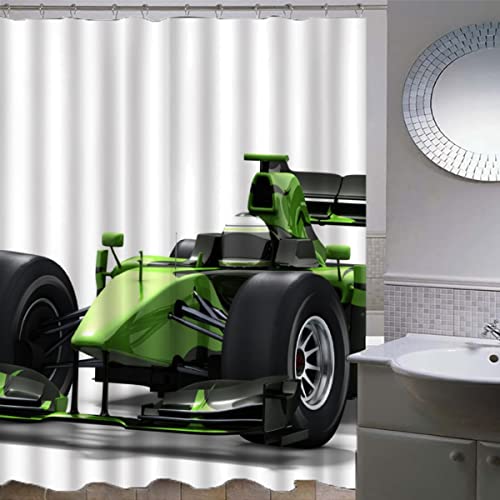AOLIGL Duschvorhang 200x200 cm Moderne Mode Duschvorhänge Sportwagen, grüner Rennwagen Bad Vorhäng Schwer Duschvorhang Badewanne 3D Digitaldruck Polyester Anti Schimmel Waschbar von AOLIGL