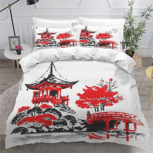 AOLIGL Flauschige Bettwäsche Set 155x220 cm Kinder Japan Tokyo Aquarell Bettbezüge Jugendliche Jungen Mädchen Bettbezug Set mit 2 Kissenbezug 80 x80cm Einzelbett von AOLIGL
