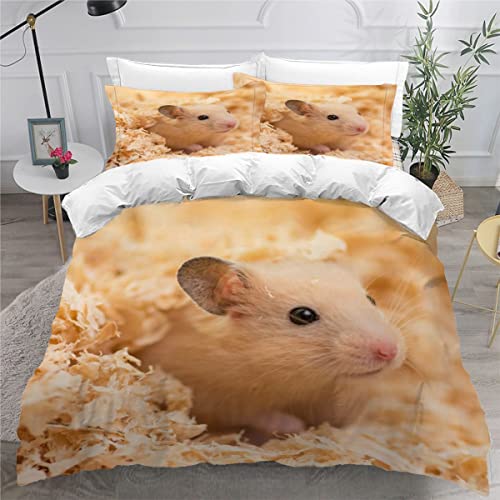 AOLIGL Bettwäsche Set 135x200 cm Golden Hamster tierische Haustiere Bettwäsche Kinder Mädchen Teens 3 Stück Hypoallergen 100% Mikrofaser Bettbezug mit Reißverschluss Schlafkomfort Bettwäsche von AOLIGL