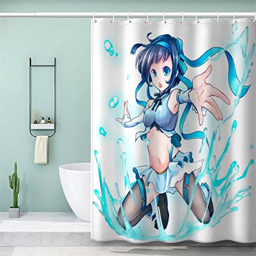 AOLIGL Duschvorhang 180x180 cm 3D Lustig Duschvorhang Anime Badezimmer Vorhänge mit 12 Ring, Anime-Mädchen Kawaii Duschvorhang fuir Badewanne Schwer Stoff Polyester Anti-schimmel von AOLIGL