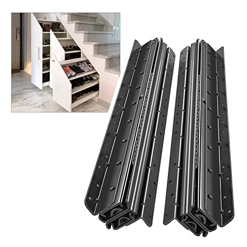 AOLISHENG Schubladenschienen Bodenhalterung 1000 mm 3 Falten Auszugsschienen Vollauszug Schwerlastauszug Kugellager Versteckt unter Treppen Gleitschienen Schwarz 120 KG Tragkraft 1 Paar (2er-Pack) von AOLISHENG